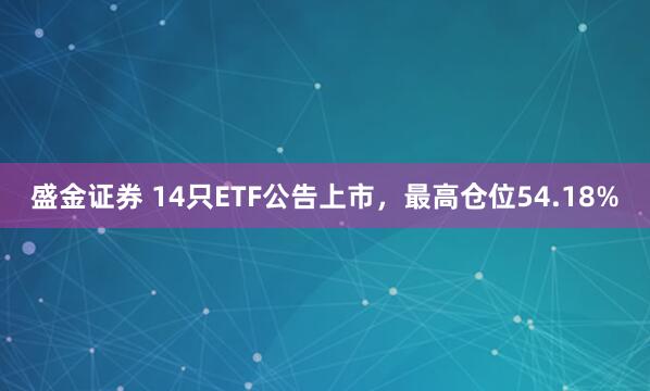 盛金证券 14只ETF公告上市，最高仓位54.18%