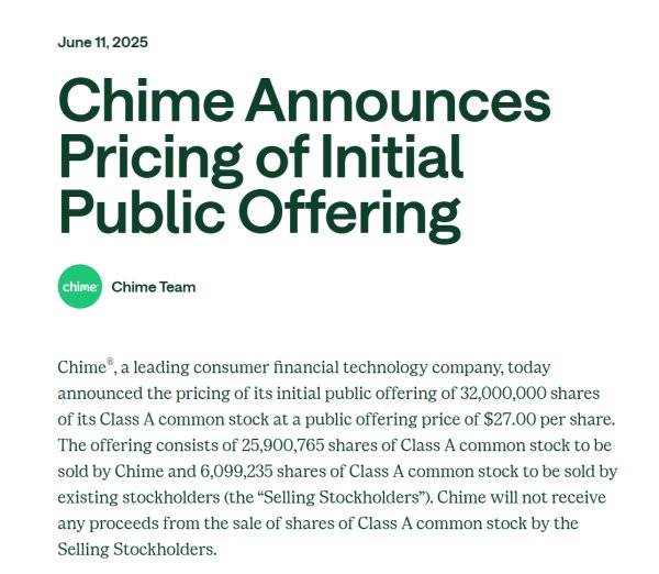 凯耀配资 金融科技明星股Chime今夜登陆美股 近期IPO热度又迎检验